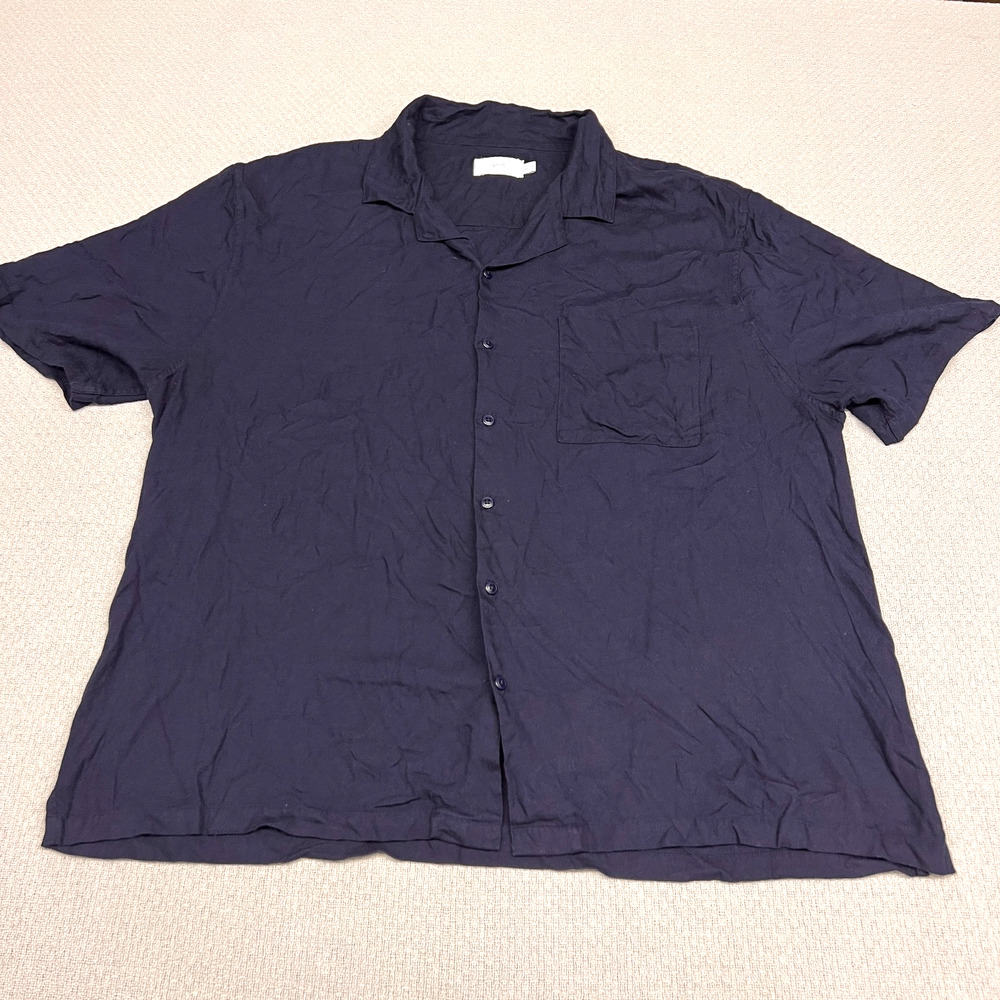 Onia Shirt Mens XXL Navy Blue Button Up Lightweight Classic Casual Beach